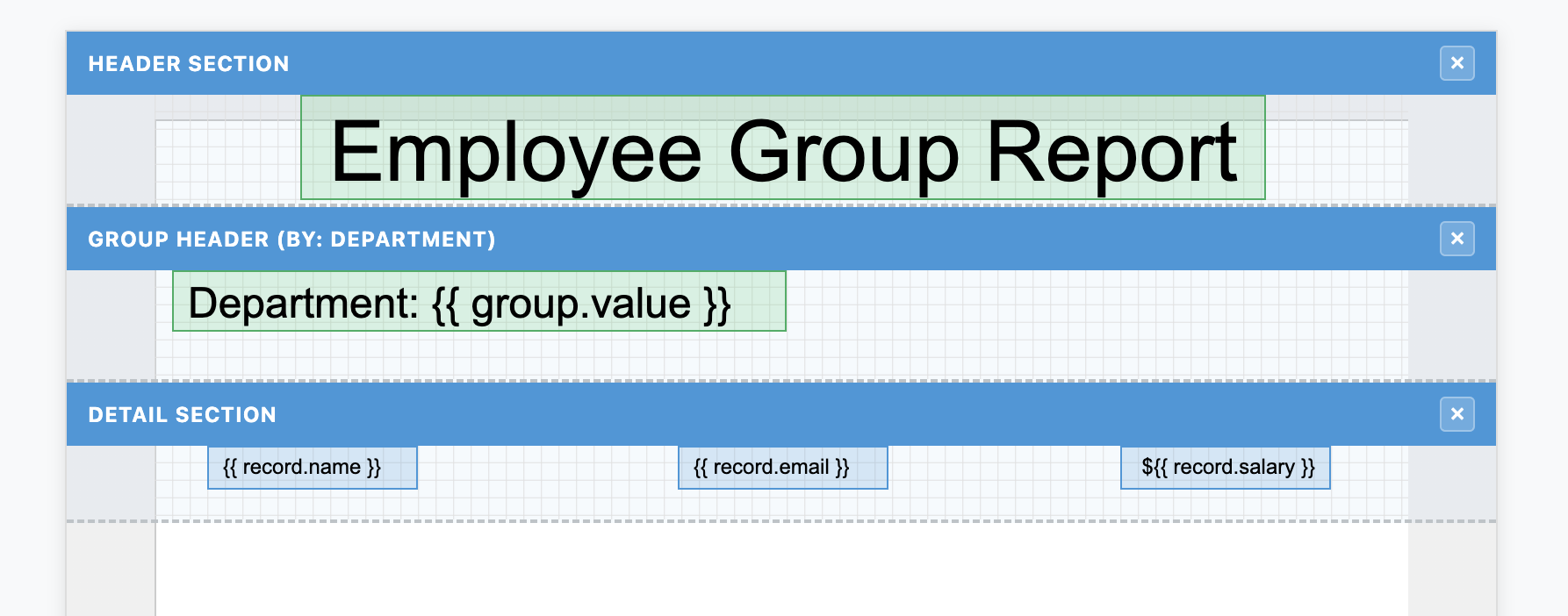 Employee Group Report Detail Fields