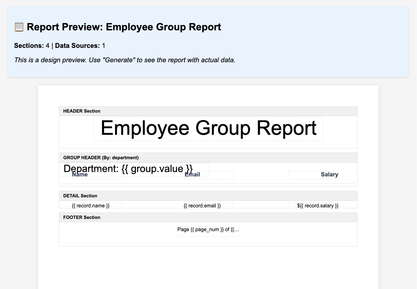 Employee Group Report Preview