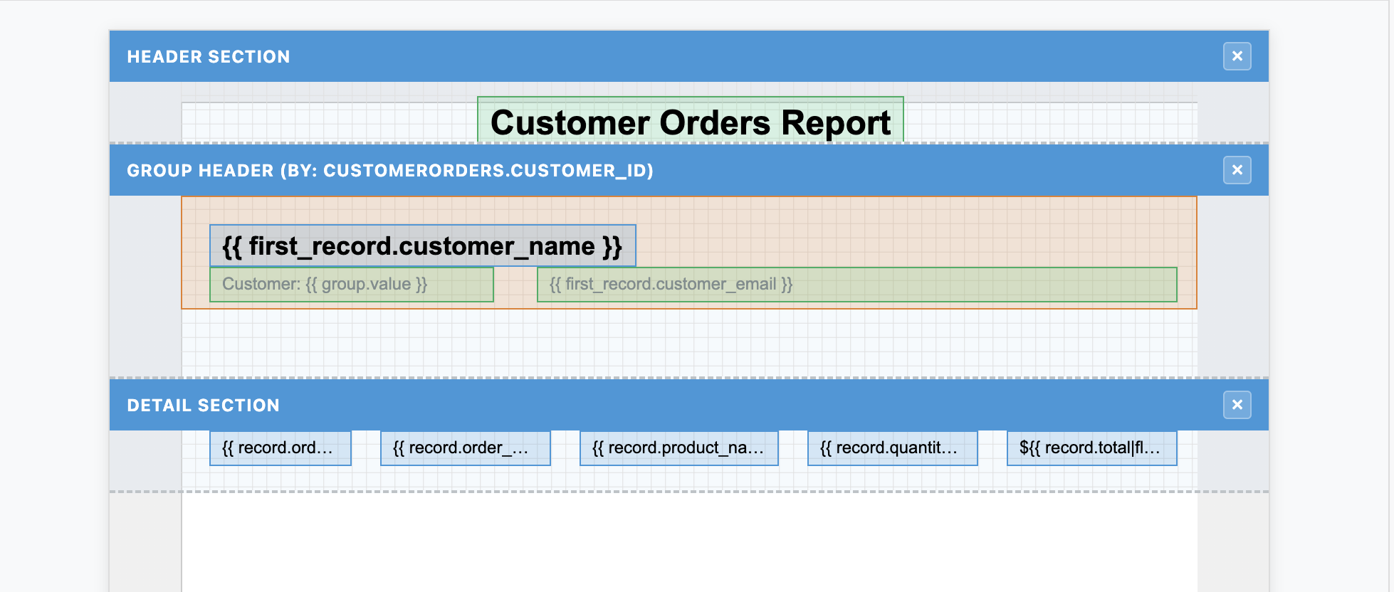 Report detail section