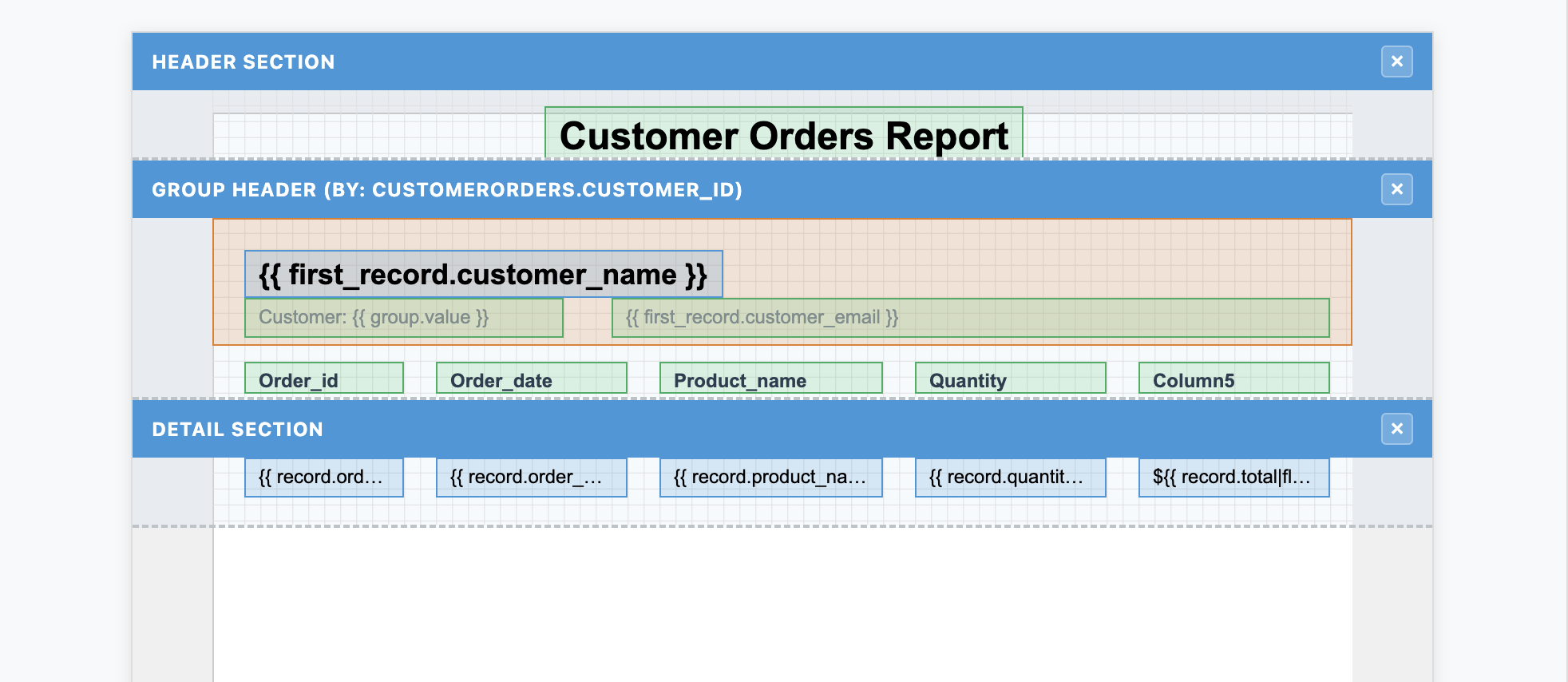 Report group-header-columns