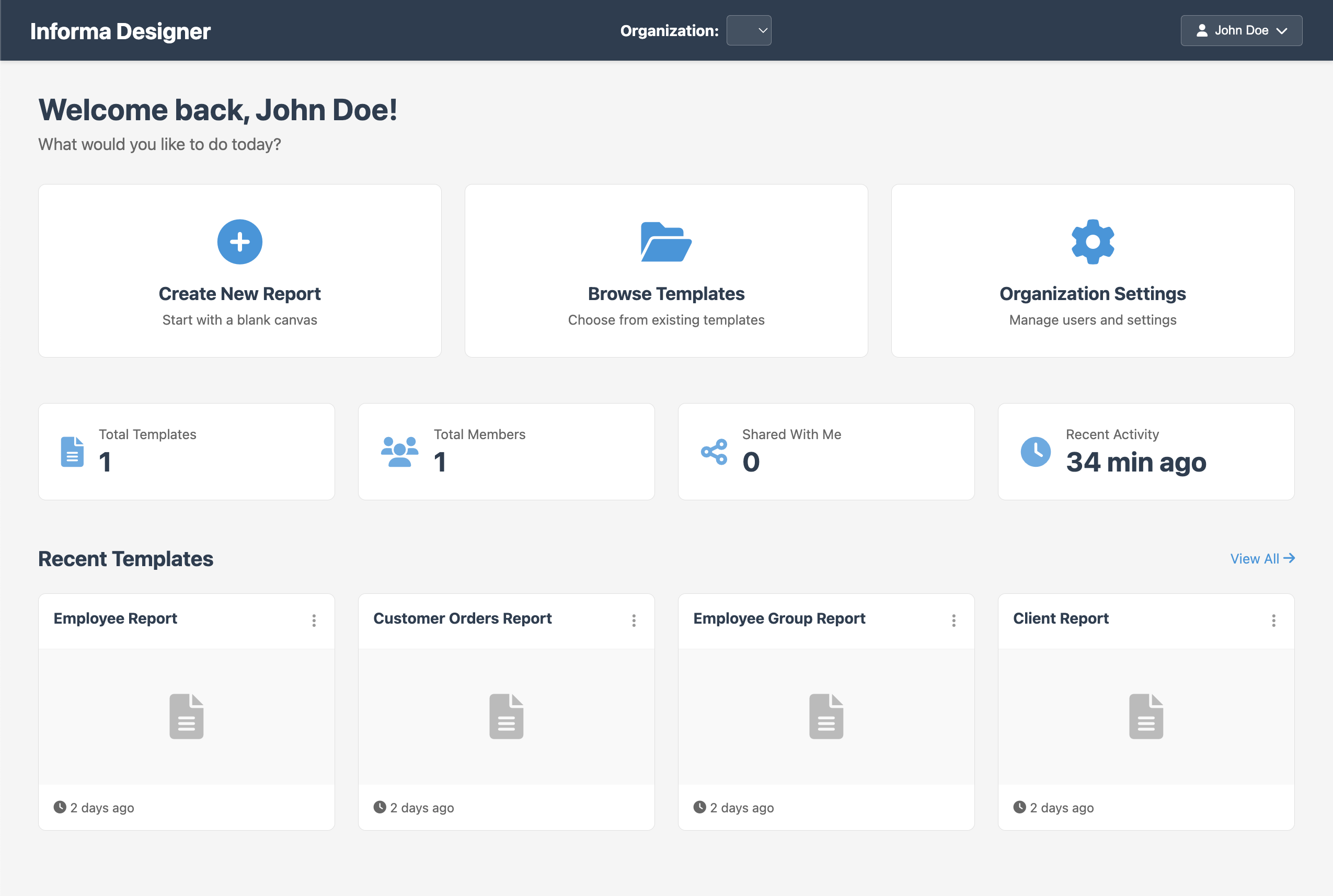 Informa Designer Dashboard